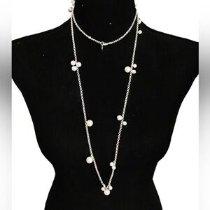 Vintage Agatha Paris Signed Silver Pearl Necklace